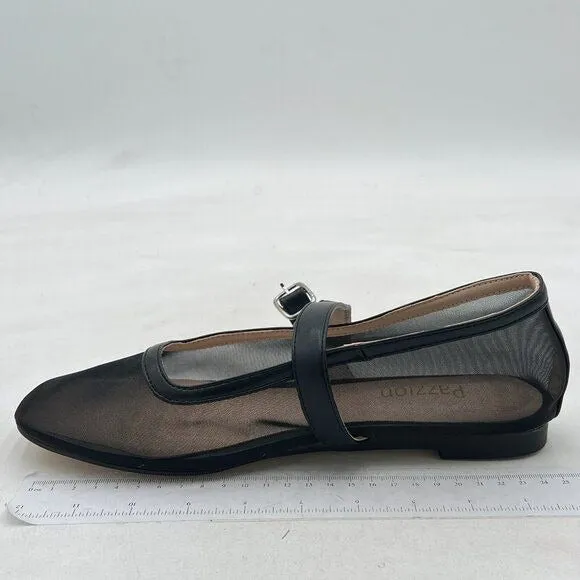 Pazzion Black Women Comfortable Closed Squared Toe Mary Jane Flats Easy