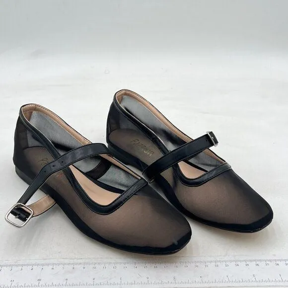 Pazzion Black Women Comfortable Closed Squared Toe Mary Jane Flats Easy