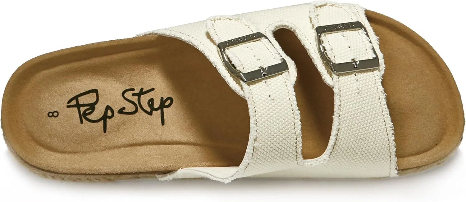 PepStep Slide Sandals for Women with Soft Cork Footbed and Strap, Ladies Fashion Platform Slide Sandals Comfortable Slip On Style