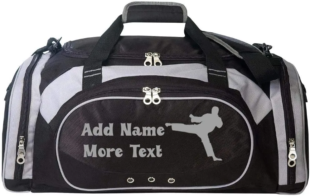 Personalized SportS Duffel Bag With Custom Name & Text - Martial Art Male Black