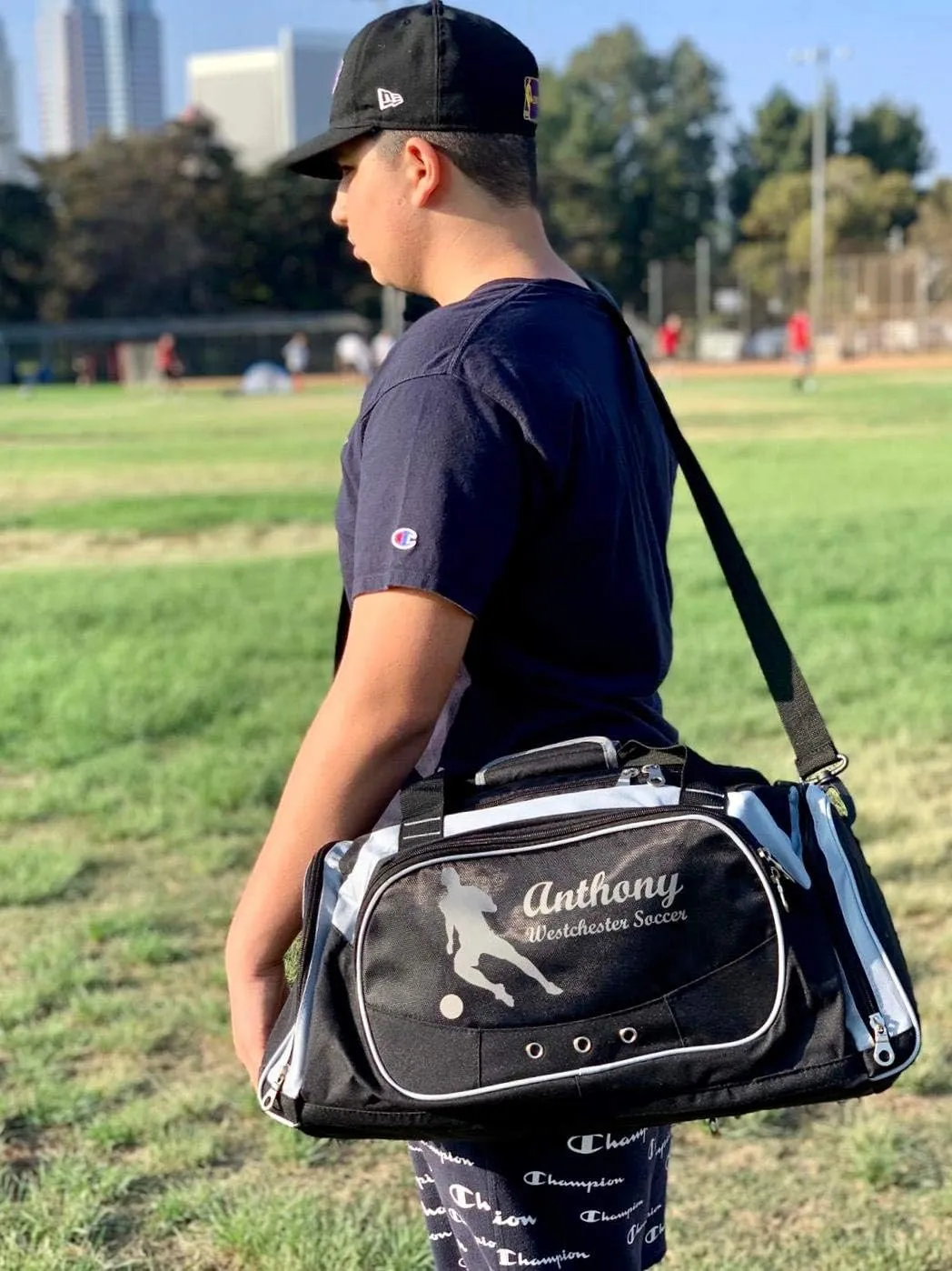 Personalized SportS Duffel Bag With Custom Name & Text - Martial Art Male Black