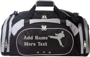 Personalized SportS Duffel Bag With Custom Name & Text - Martial Art Male Black