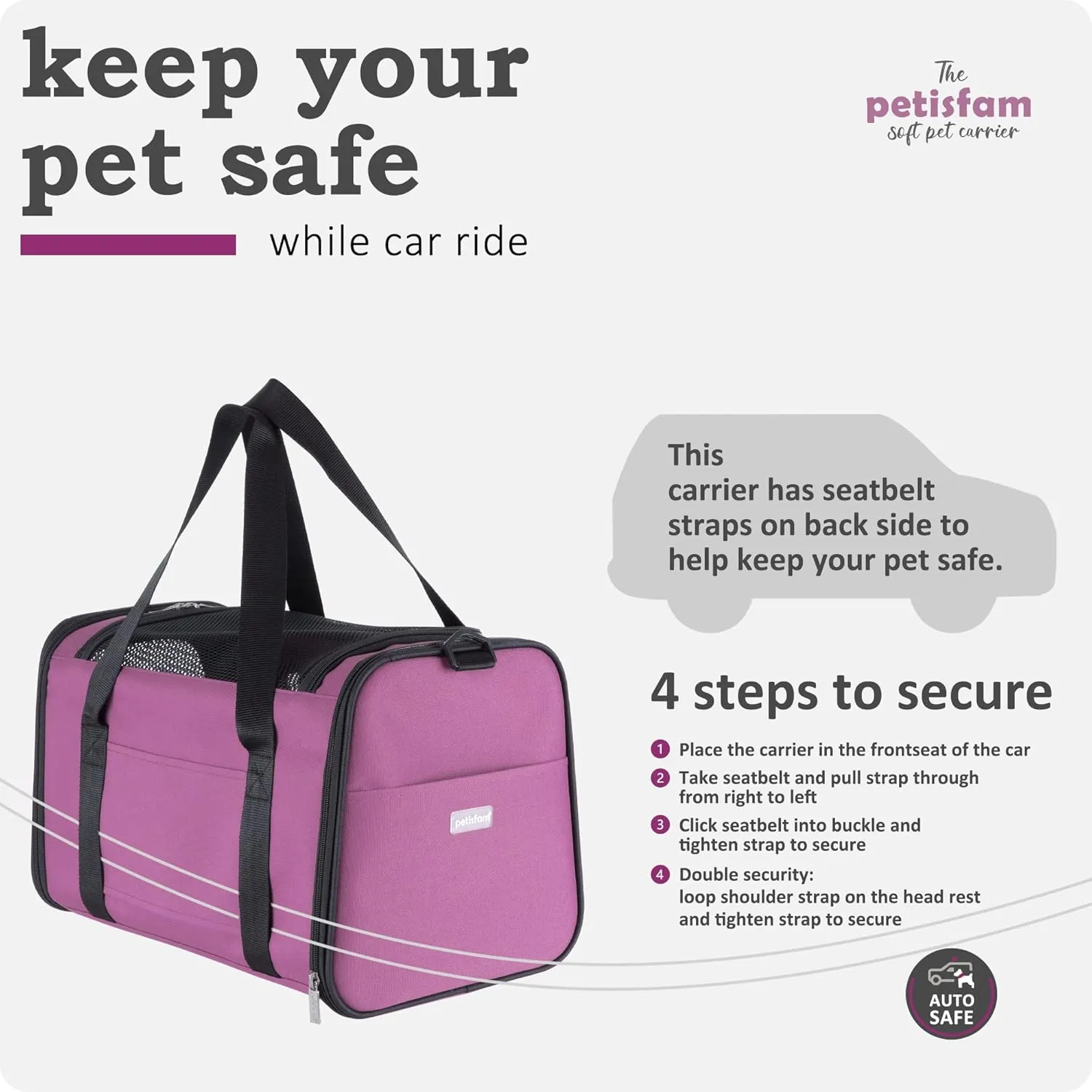 petisfam Easy Load Pet Carrier for Medium Cats and Small Dogs