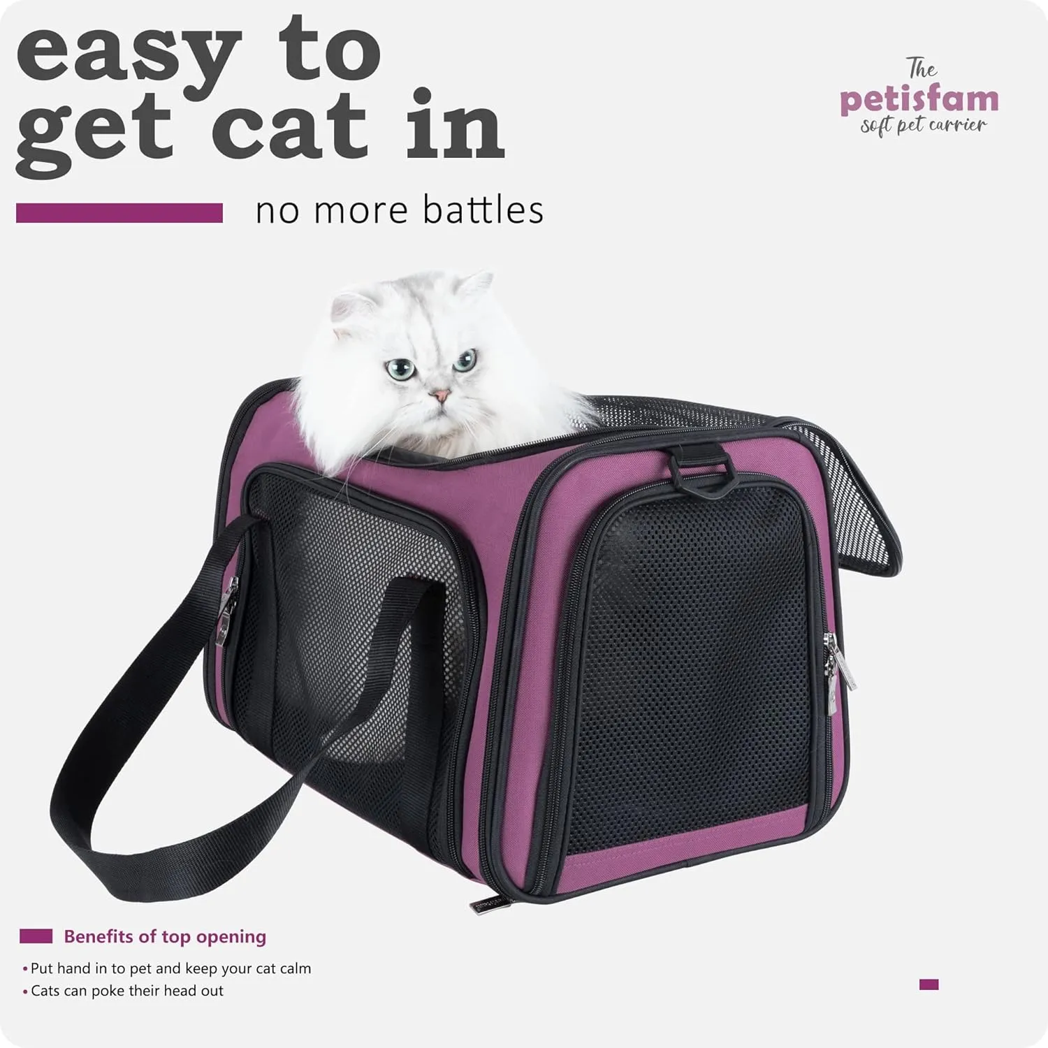 petisfam Easy Load Pet Carrier for Medium Cats and Small Dogs