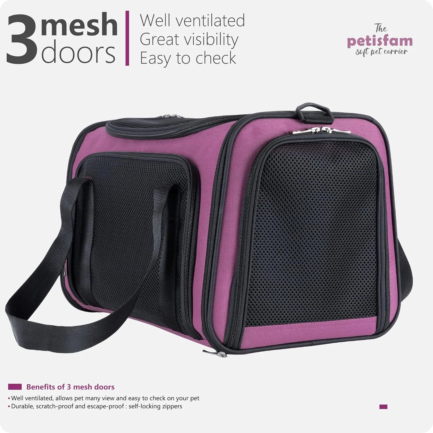 petisfam Easy Load Pet Carrier for Medium Cats and Small Dogs