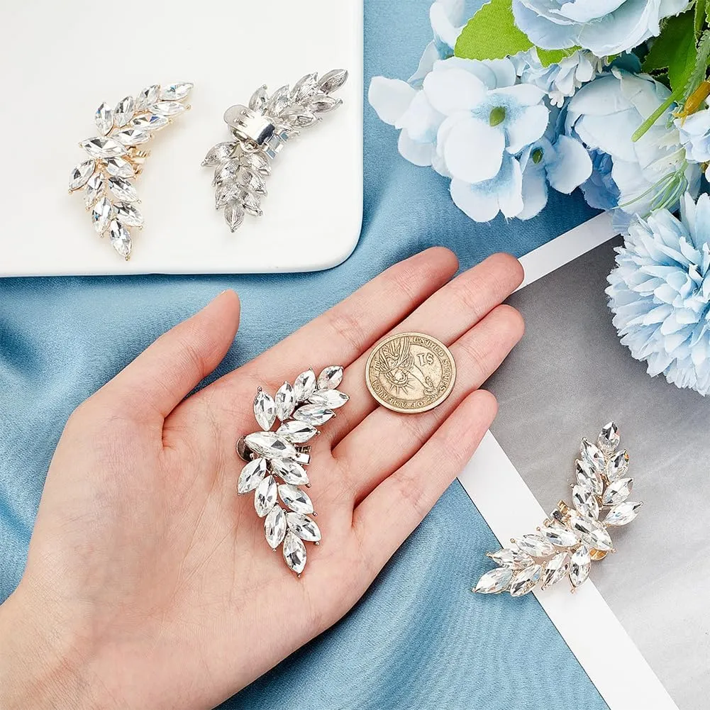 PH PandaHall Rhinestone Wedding Wing Crystal Shoe Buckles Metal Clips Sparkling