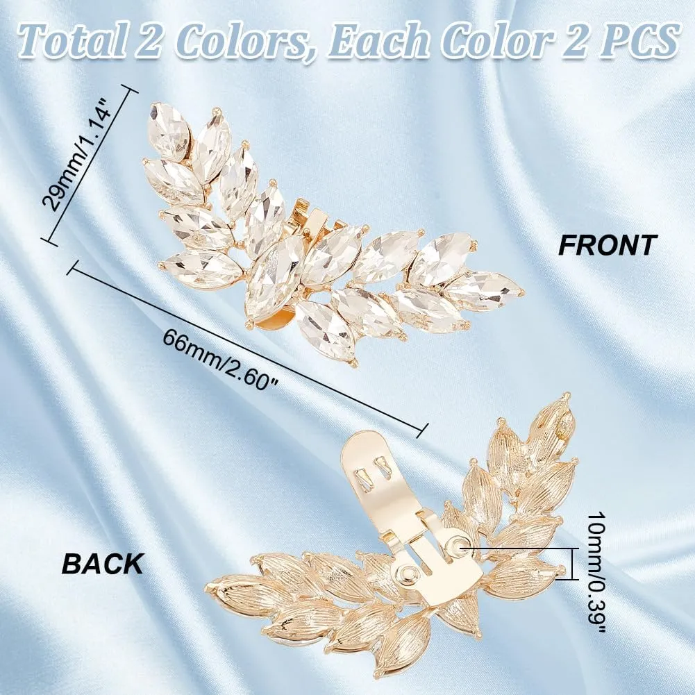 PH PandaHall Rhinestone Wedding Wing Crystal Shoe Buckles Metal Clips Sparkling