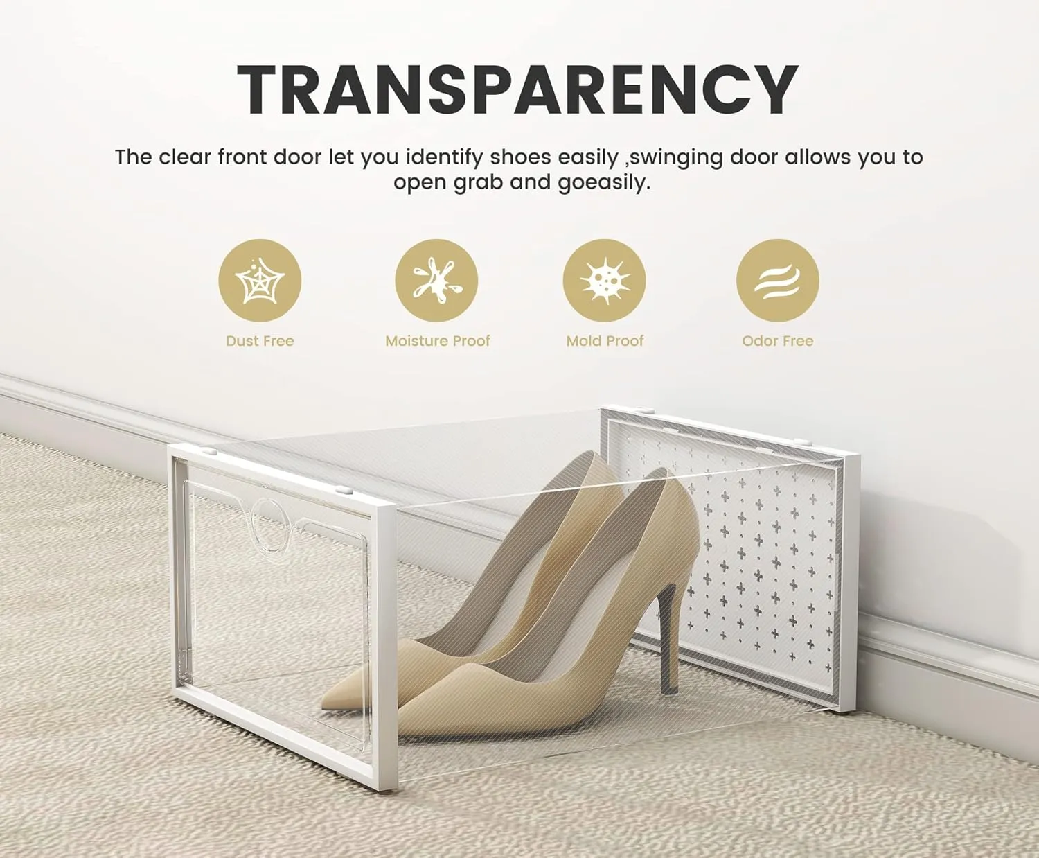 Pinkpum XXL Larger Shoe Storage Boxes Fit Size 14, Clear Plastic Stackable Shoe Organizer 12 Pack Sneaker Storage for Sneakerheads Shoe Containers