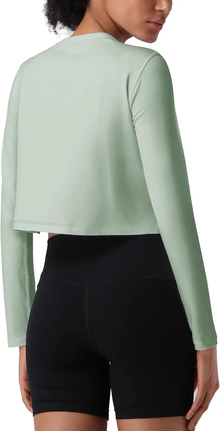 Pioneer Camp Long Sleeve Crop Tops for Women Cropped Workout Bamboo Viscose Shirts Loose Athletic Gym Yoga Running T-Shirts