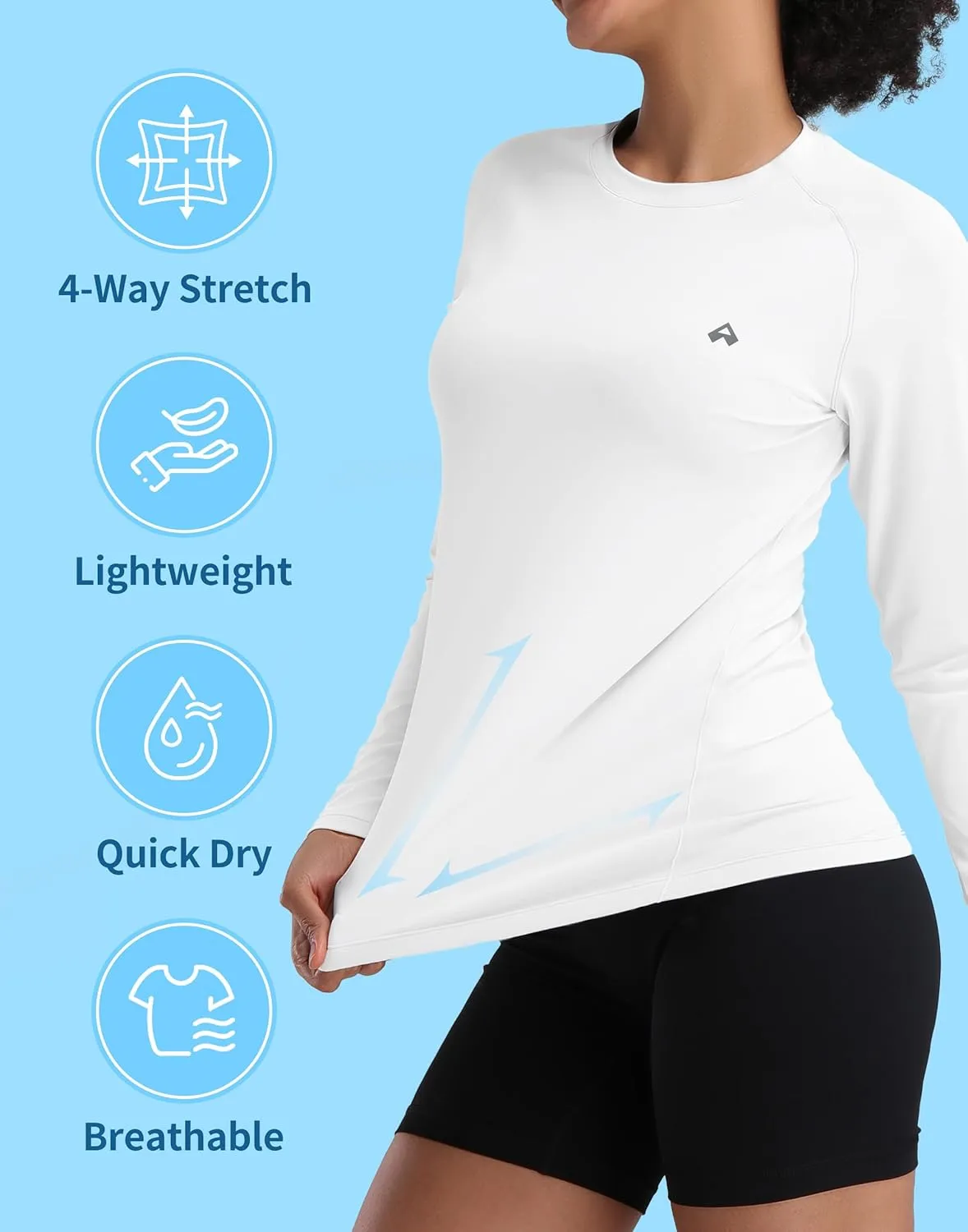 Pioneer Camp Rash Guard for Women Sun Shirts UPF 50  SPF UV Protection Long Sleeve Workout Tops Hiking Running Quick Dry