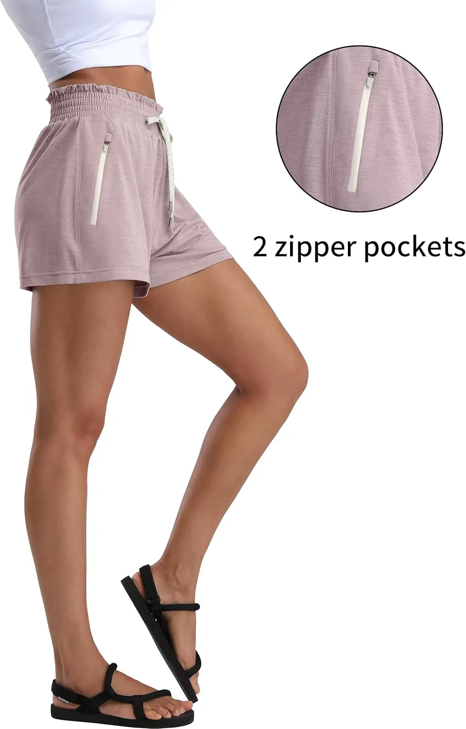 Pioneer Camp Women's Sweat Shorts with 2 Zipper Pockets High Waist Athletic Shorts Workout Running Casual Gym Lounge
