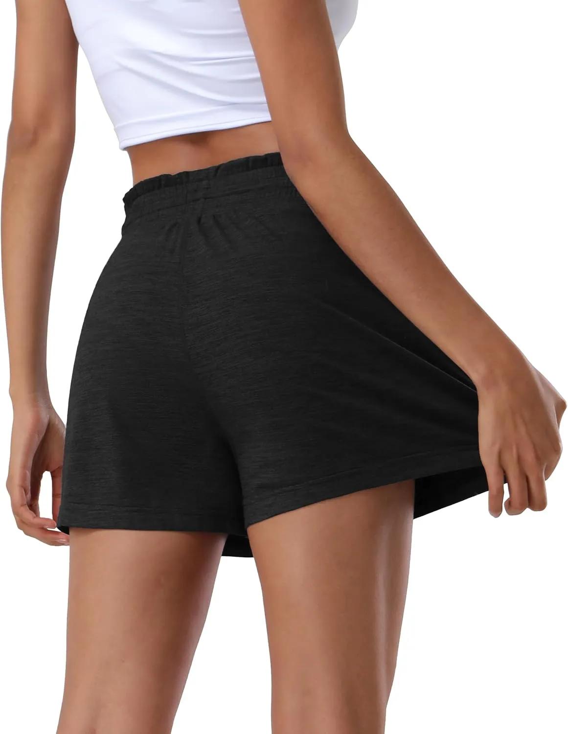 Pioneer Camp Women's Sweat Shorts with 2 Zipper Pockets High Waist Athletic Shorts Workout Running Casual Gym Lounge