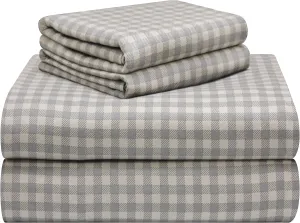 Pointehaven 180 GSM Luxury 100% Soft Cotton Printed Flannel Sheet Set, Twin, Farmhouse Plaid - Warm & Cozy - Pre-Shrunk -Deep Pockets - Elastic All Around-Comfy Double Brushed -