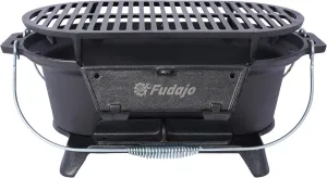 Portable Charcoal Grill and Tabletop Cast Iron Skillet for Outdoor Adventures, Durable Design with Easy Transport, Gatherings and Camping