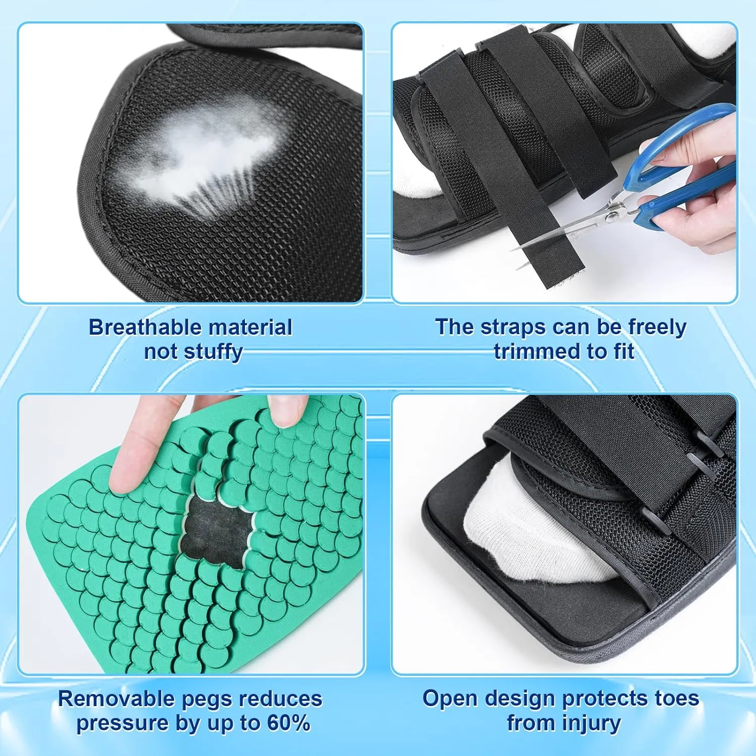 Post Op Shoe, Medical Post Op Recovery Shoe for Post Surgery or Operation Foot Support, Broken Foot or Toe, Fracture or Ulcer with Decompression Insole for Diabetic 1 PC, S, Male Size 6.5-8, Female Size 8-9.5