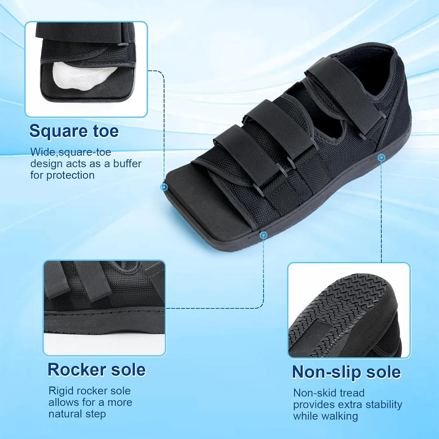 Post Op Shoe, Post Op Recovery Shoe, Adjustable Medical Walking Shoe for Post Surgery or Operation Foot Support, Broken Foot or Toe, Fracture or Ulcer, XL, Male Size 12-13.5, Female Size 13.5-14.5