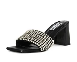 Professional Sandals Madden Laney Toe On Details Superior-grade Heel Open Slip Crytals Mid Block Steve Black