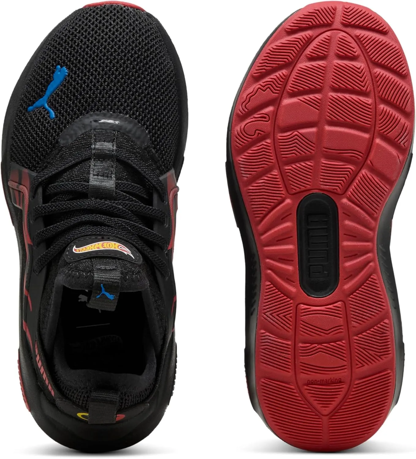 PUMA Softride Enzo Sneaker, Black-Red Fire, 6 US Unisex Big Kid