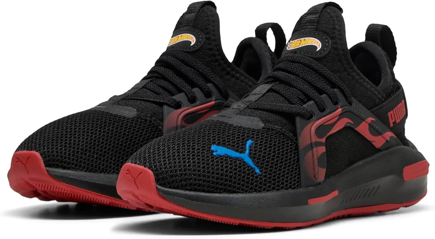 PUMA Softride Enzo Sneaker, Black-Red Fire, 6 US Unisex Big Kid