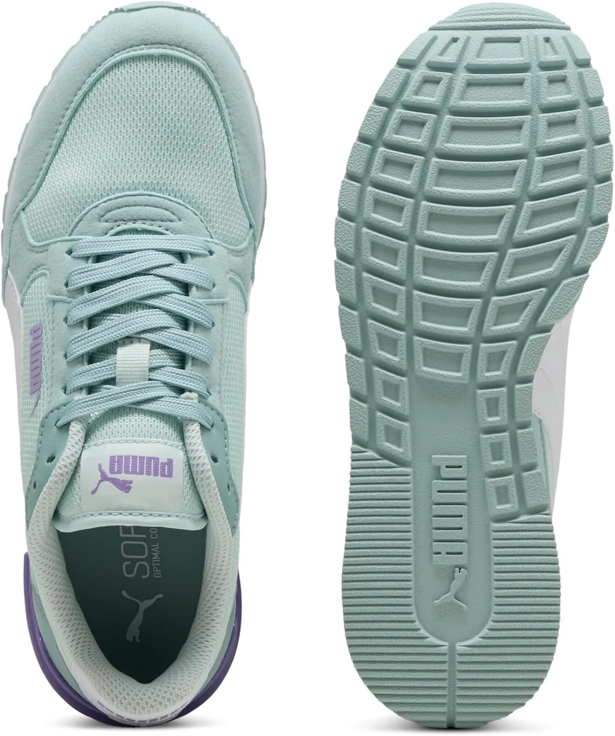 PUMA Unisex-Child Shoes ST Runner Sneaker, Dewdrop White-Turquoise Surf-Grape Mist, 5.5 US Big Kid