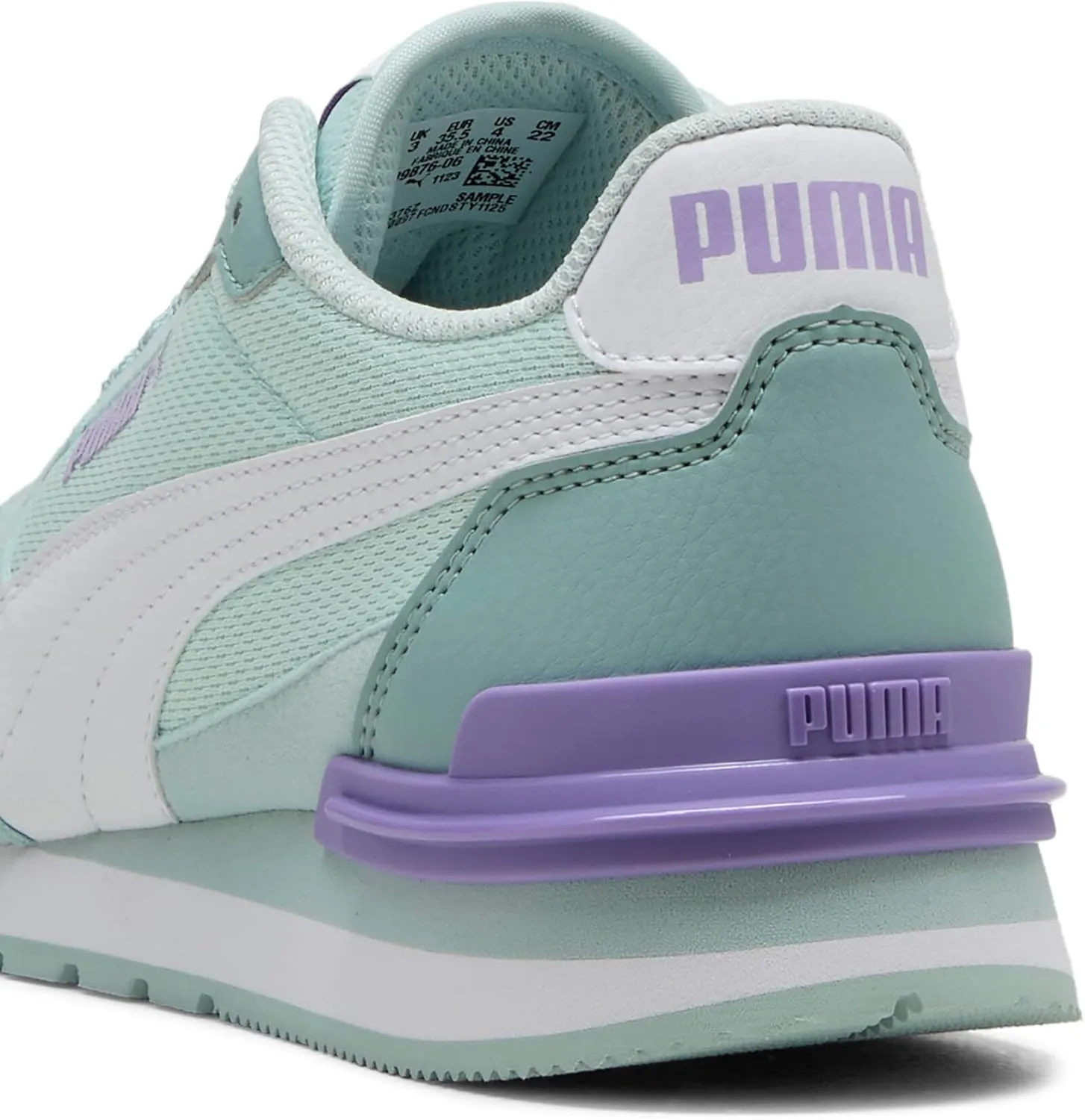 PUMA Unisex-Child Shoes ST Runner Sneaker, Dewdrop White-Turquoise Surf-Grape Mist, 5.5 US Big Kid