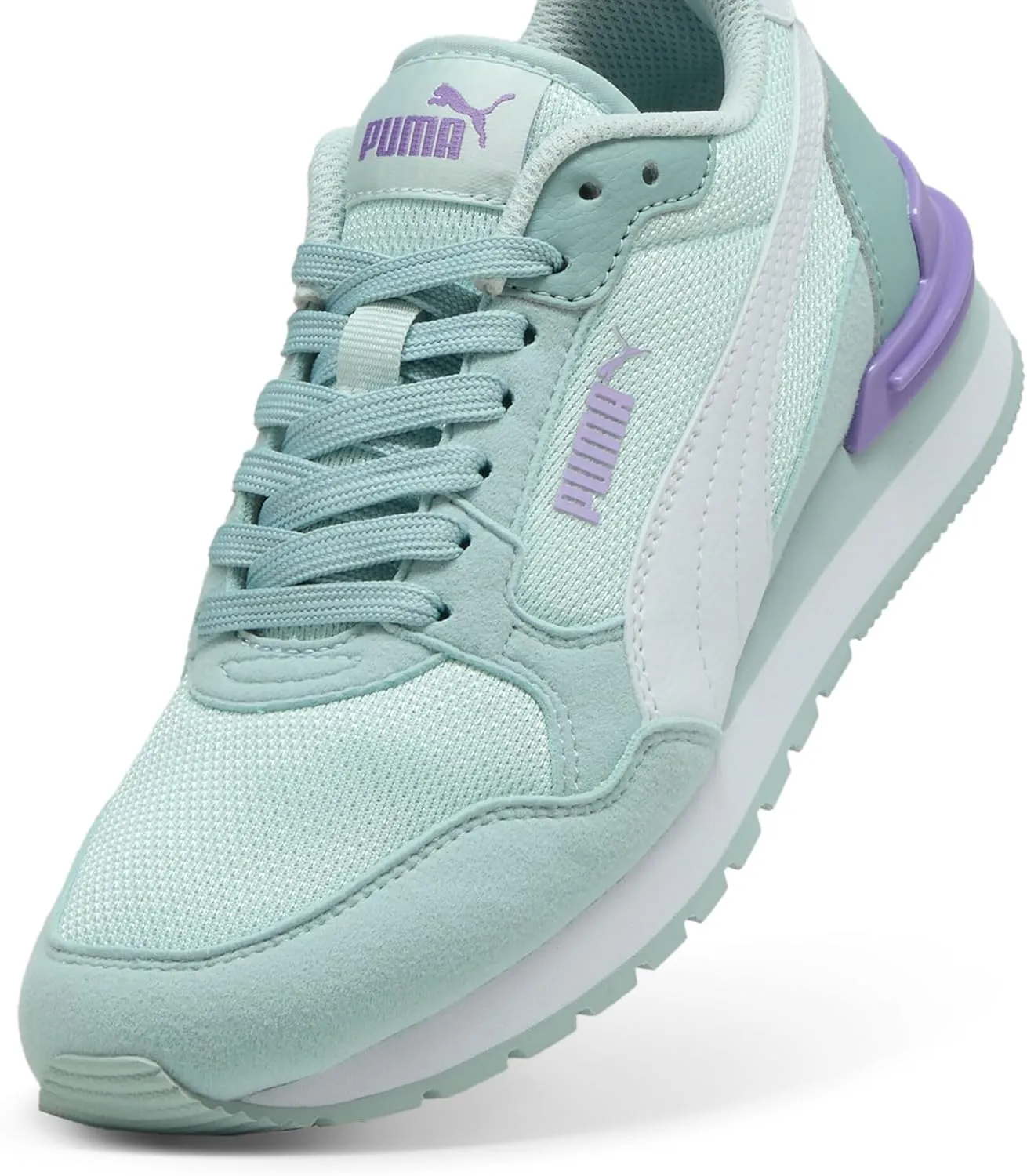 PUMA Unisex-Child Shoes ST Runner Sneaker, Dewdrop White-Turquoise Surf-Grape Mist, 5.5 US Big Kid