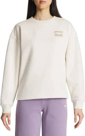 PUMA Women's Fleece Crewneck Sweatshirt Badge (Tan, S)