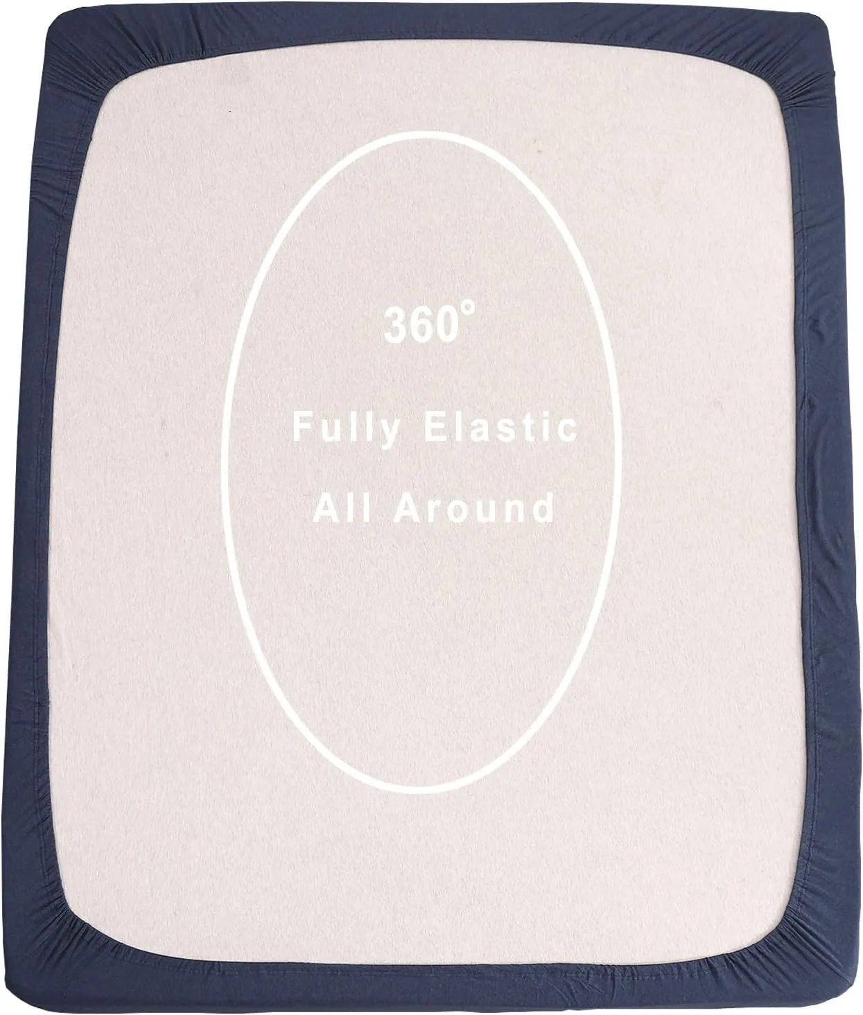 PURE ERA Jersey Knit Cotton Fitted Bottom Sheet ONLY (No Flat Sheet or Shams) Deep Pocket Up to 15" to 20" Ultra Soft Comfy Breathable Heathered Navy Blue Queen