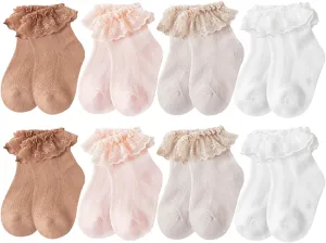 QandSweet Baby Girls' Eyelet Flower Socks Ankle Sock for Newborn Infant Toddlers Kids