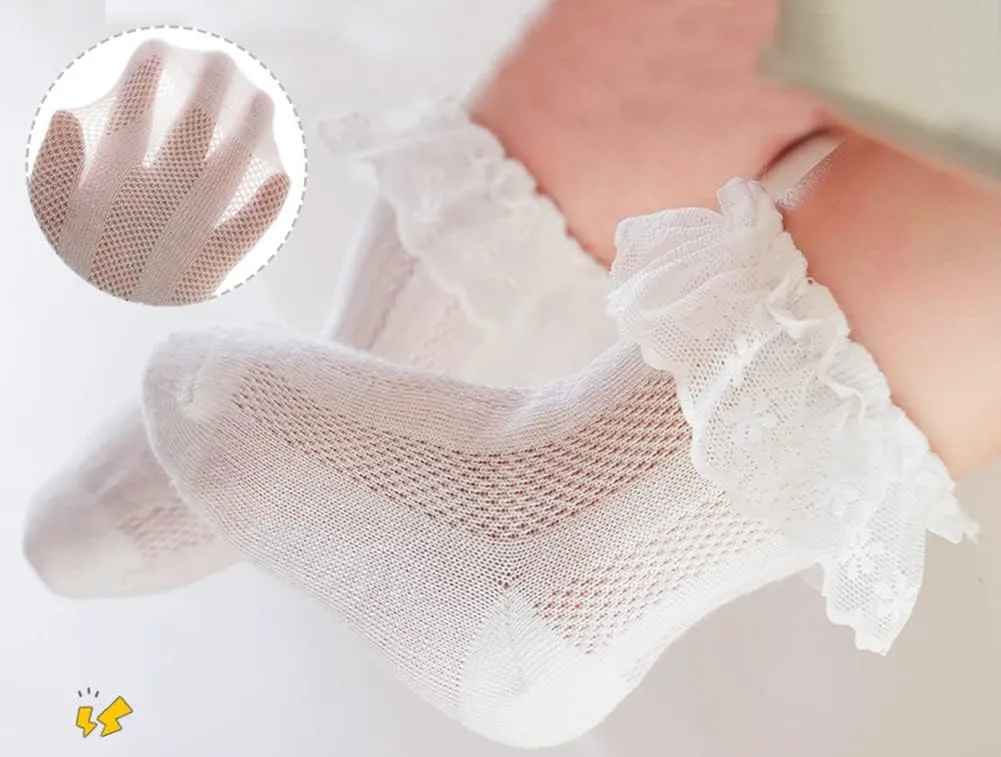 QandSweet Baby Girls' Eyelet Flower Socks Ankle Sock for Newborn Infant Toddlers Kids
