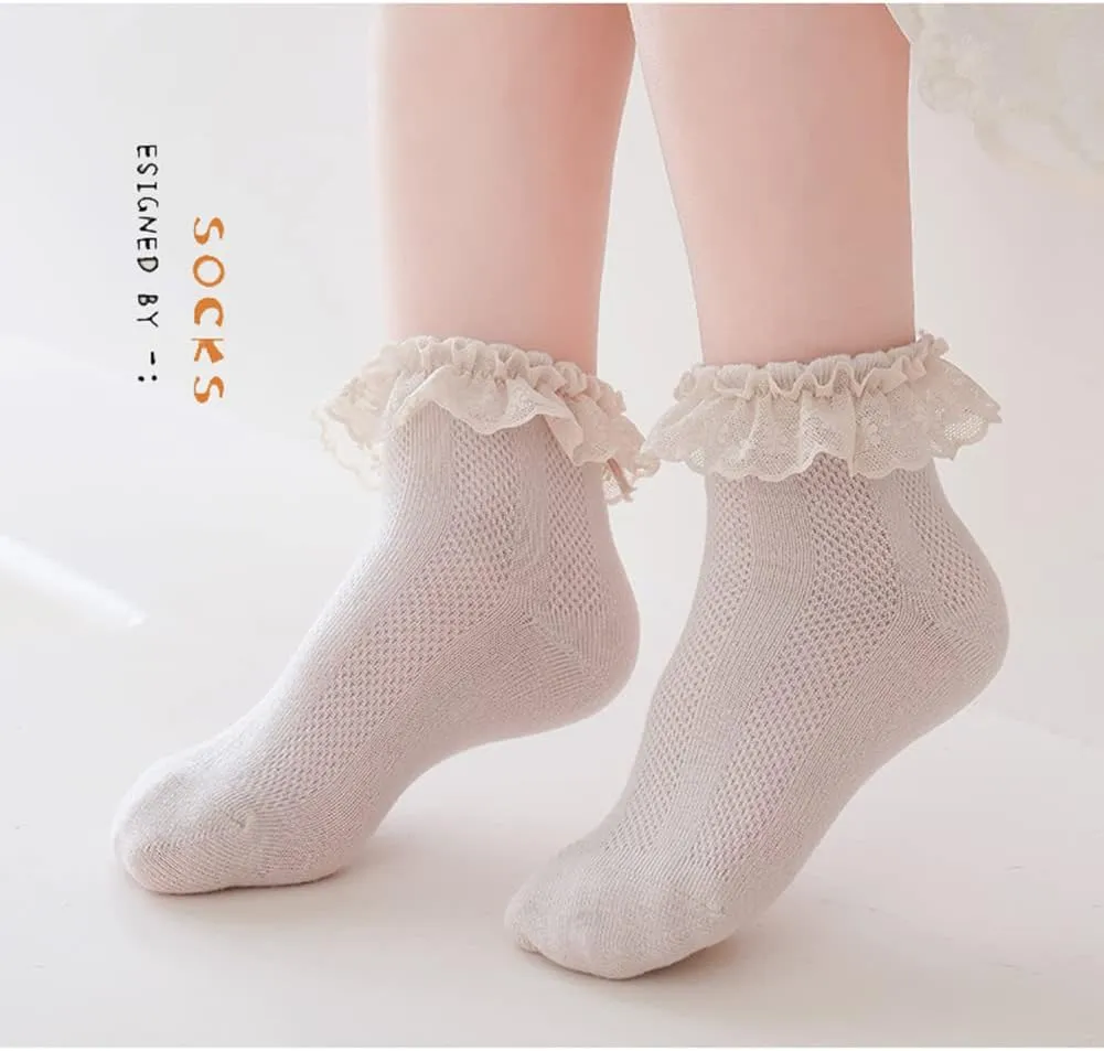 QandSweet Baby Girls' Eyelet Flower Socks Ankle Sock for Newborn Infant Toddlers Kids