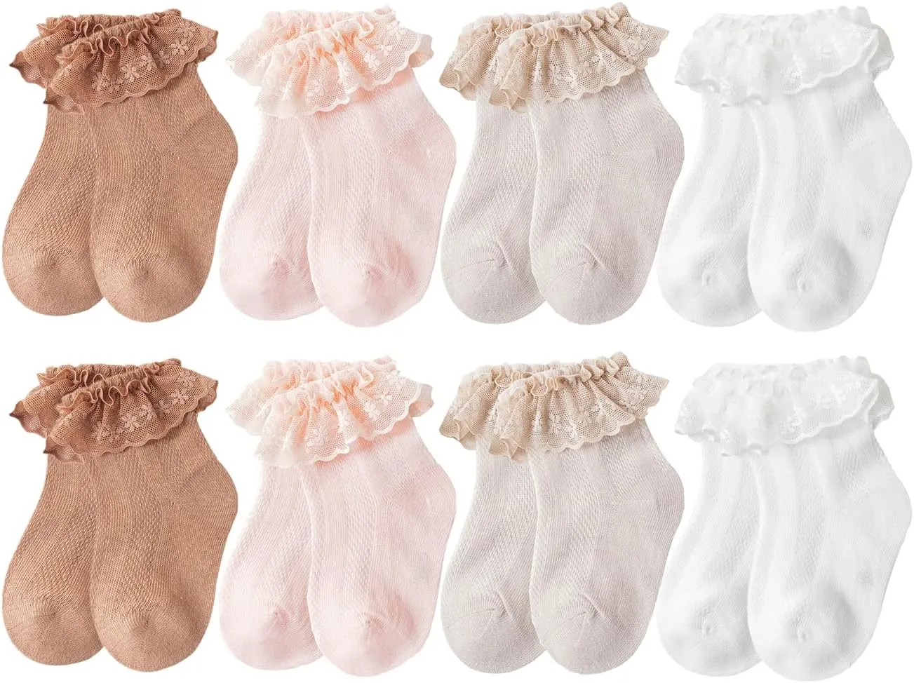 QandSweet Baby Girls' Eyelet Flower Socks Ankle Sock for Newborn Infant Toddlers Kids