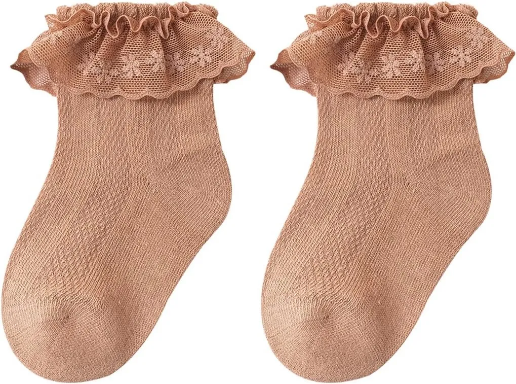 QandSweet Baby Girls' Eyelet Flower Socks Ankle Sock for Newborn Infant Toddlers Kids