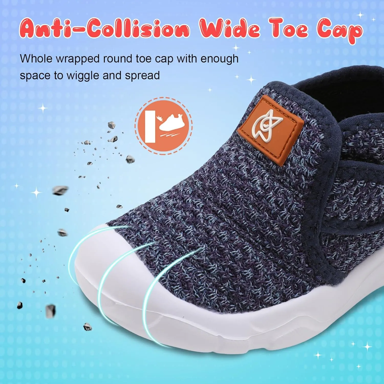 QFH Toddler Shoes Boys Girls Sneakers Comfy Barefoot Shoes Kids Adjustable Hook and Loop Walking Shoes Wide Toe Box Breathable Shoes