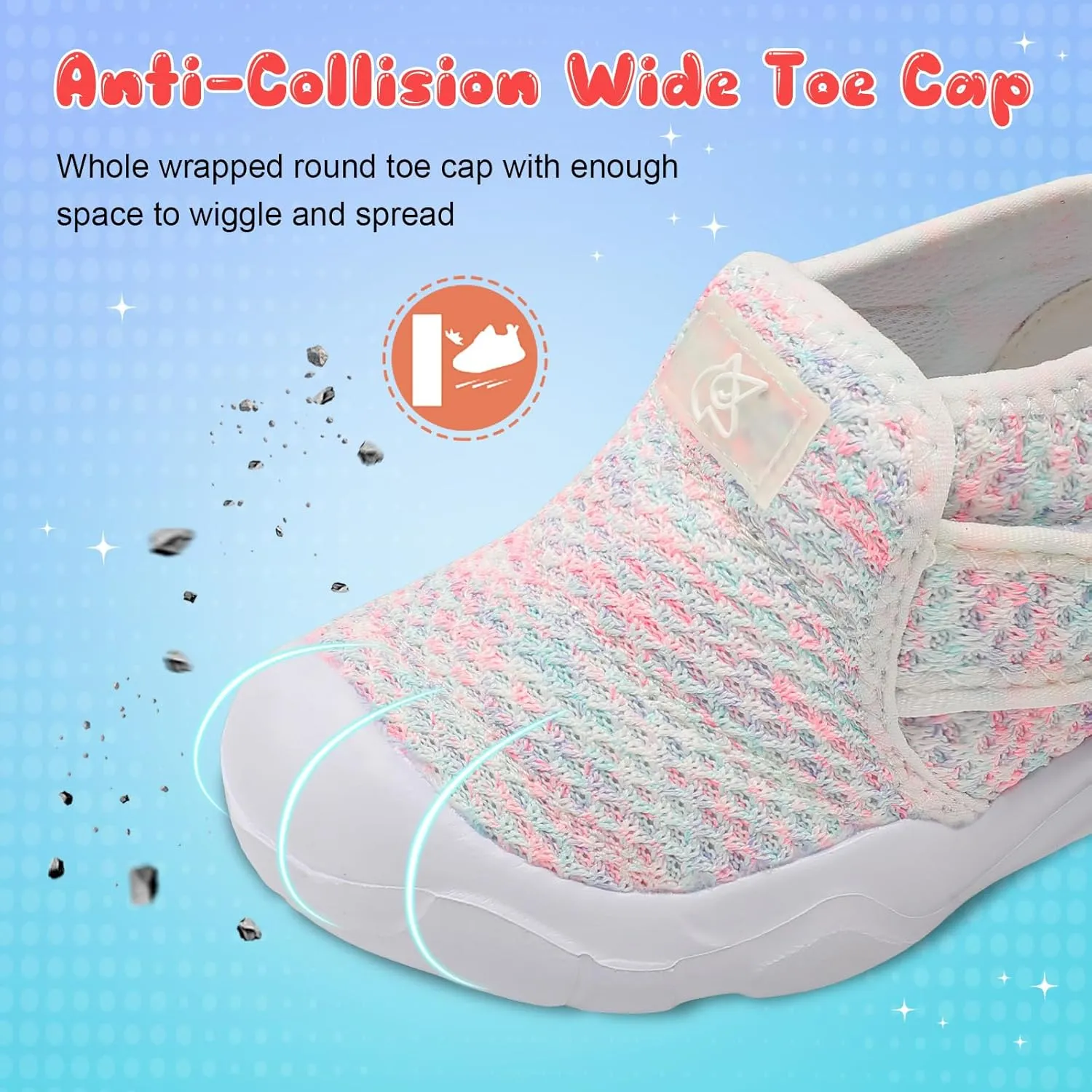 QFH Toddler Shoes Boys Girls Sneakers Comfy Barefoot Shoes Kids Adjustable Hook and Loop Walking Shoes Wide Toe Box Breathable Shoes
