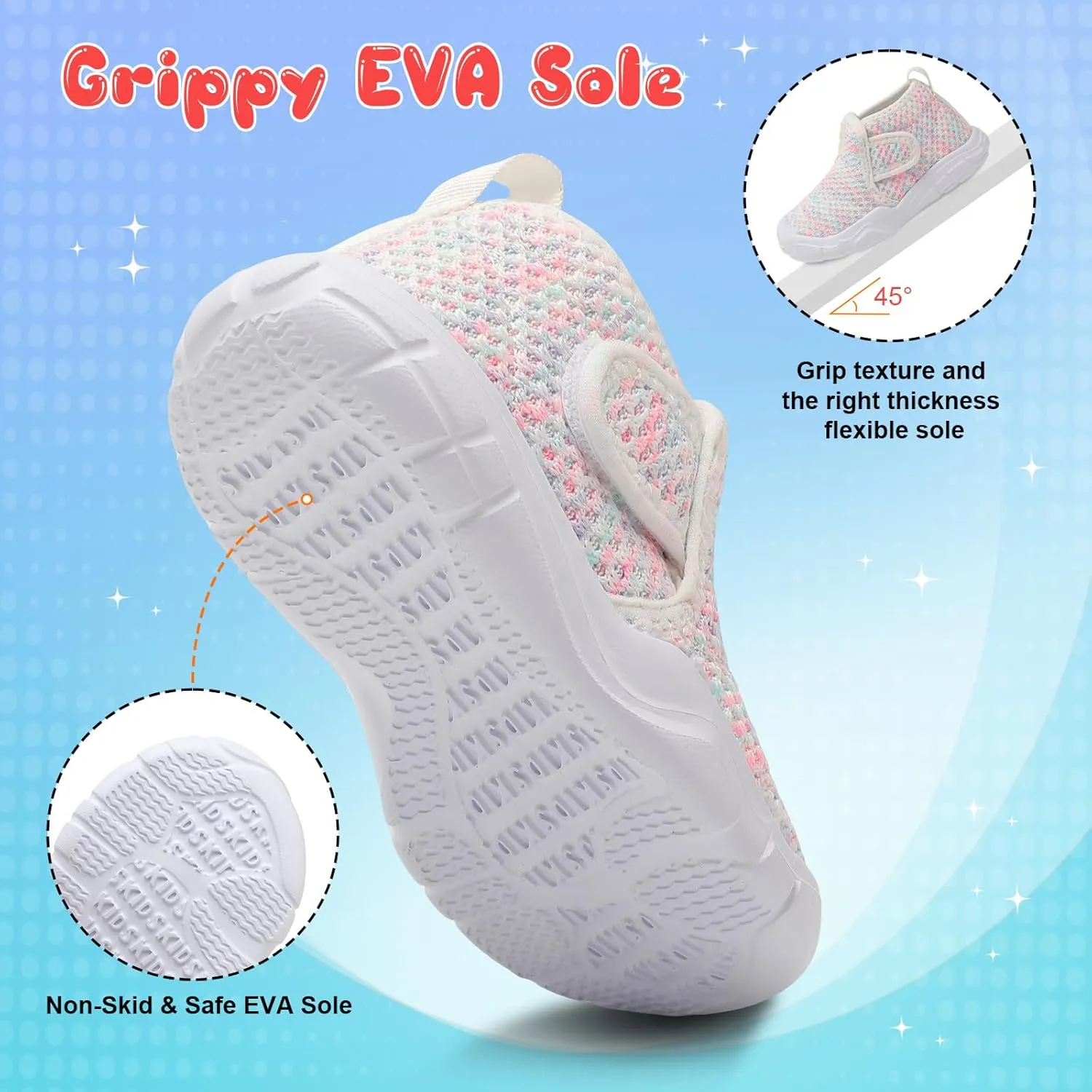 QFH Toddler Shoes Boys Girls Sneakers Comfy Barefoot Shoes Kids Adjustable Hook and Loop Walking Shoes Wide Toe Box Breathable Shoes