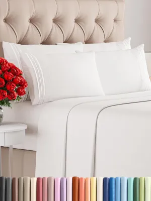 Queen 6 Piece Sheet Set - Comfy Breathable & Cooling - Soft Hotel Luxury Bedding Set with 8-16 Inch Deep Pockets - 1 Flat & 1 Fitted Sheet & 4 Pillowcases - Wrinkle Free & Easy Care - Antique White