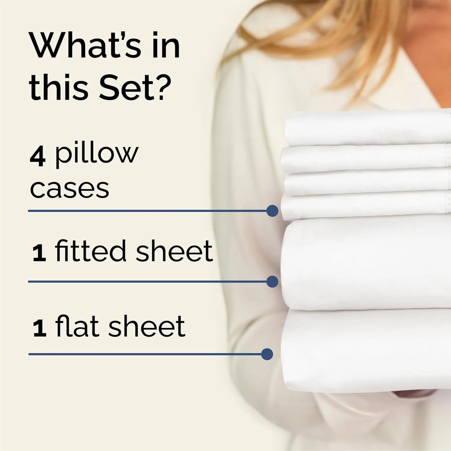 Queen 6 Piece Sheet Set - Comfy Breathable & Cooling - Soft Hotel Luxury Bedding Set with 8-16 Inch Deep Pockets - 1 Flat & 1 Fitted Sheet & 4 Pillowcases - Wrinkle Free & Easy Care - Antique White