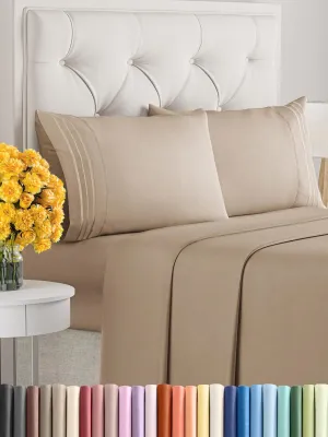 Queen Size 4 Piece Sheet Set - Extra Soft, Breathable & Cooling Sheets - Hotel Luxury Durable Bed Sheets for Women & Men - Deep Pockets, Easy-Fit & Wrinkle-Free Sheets - Light Caramel Oeko-Tex Sheets