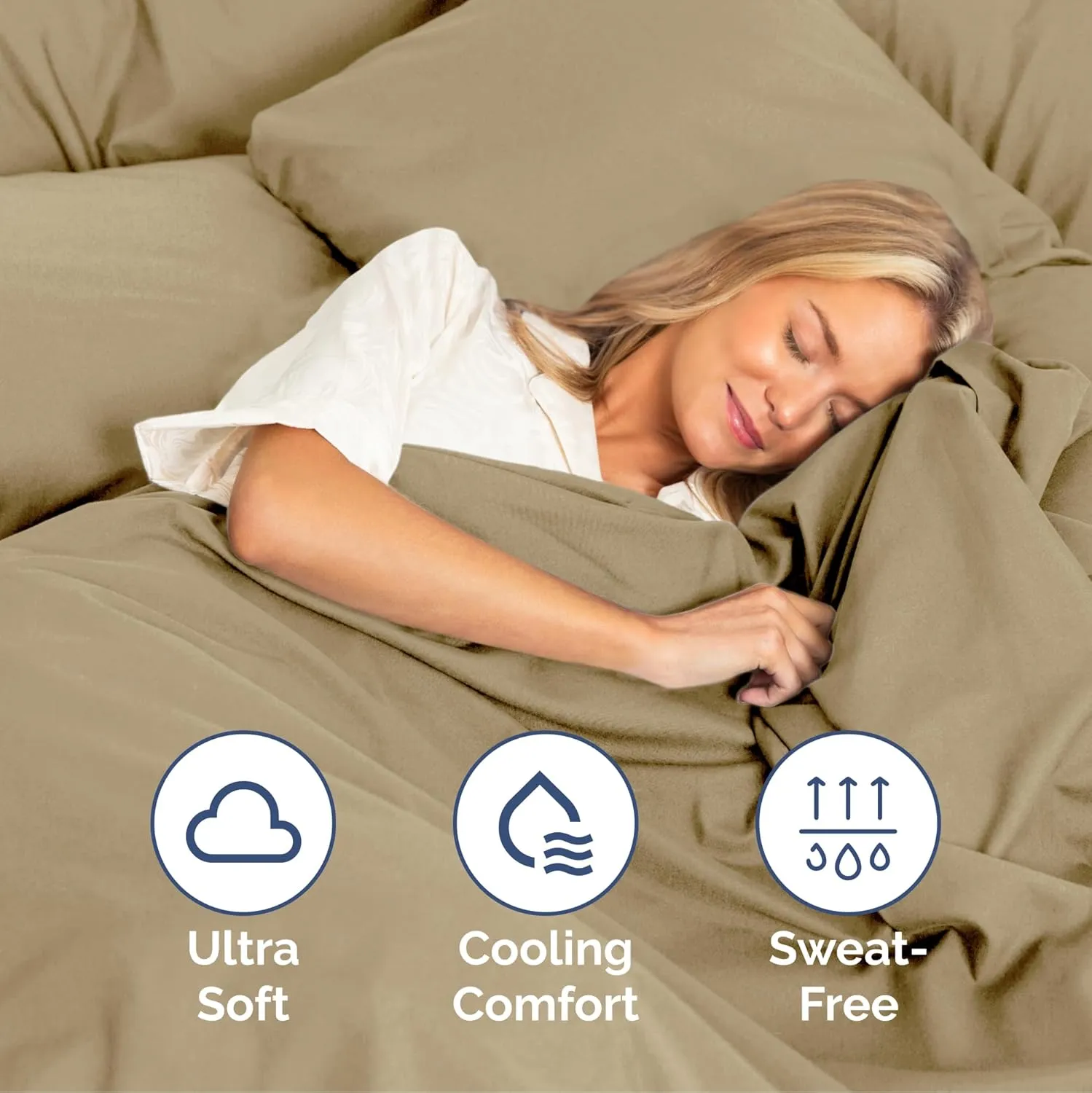 Queen Size 4 Piece Sheet Set - Extra Soft, Breathable & Cooling Sheets - Hotel Luxury Durable Bed Sheets for Women & Men - Deep Pockets, Easy-Fit & Wrinkle-Free Sheets - Light Caramel Oeko-Tex Sheets