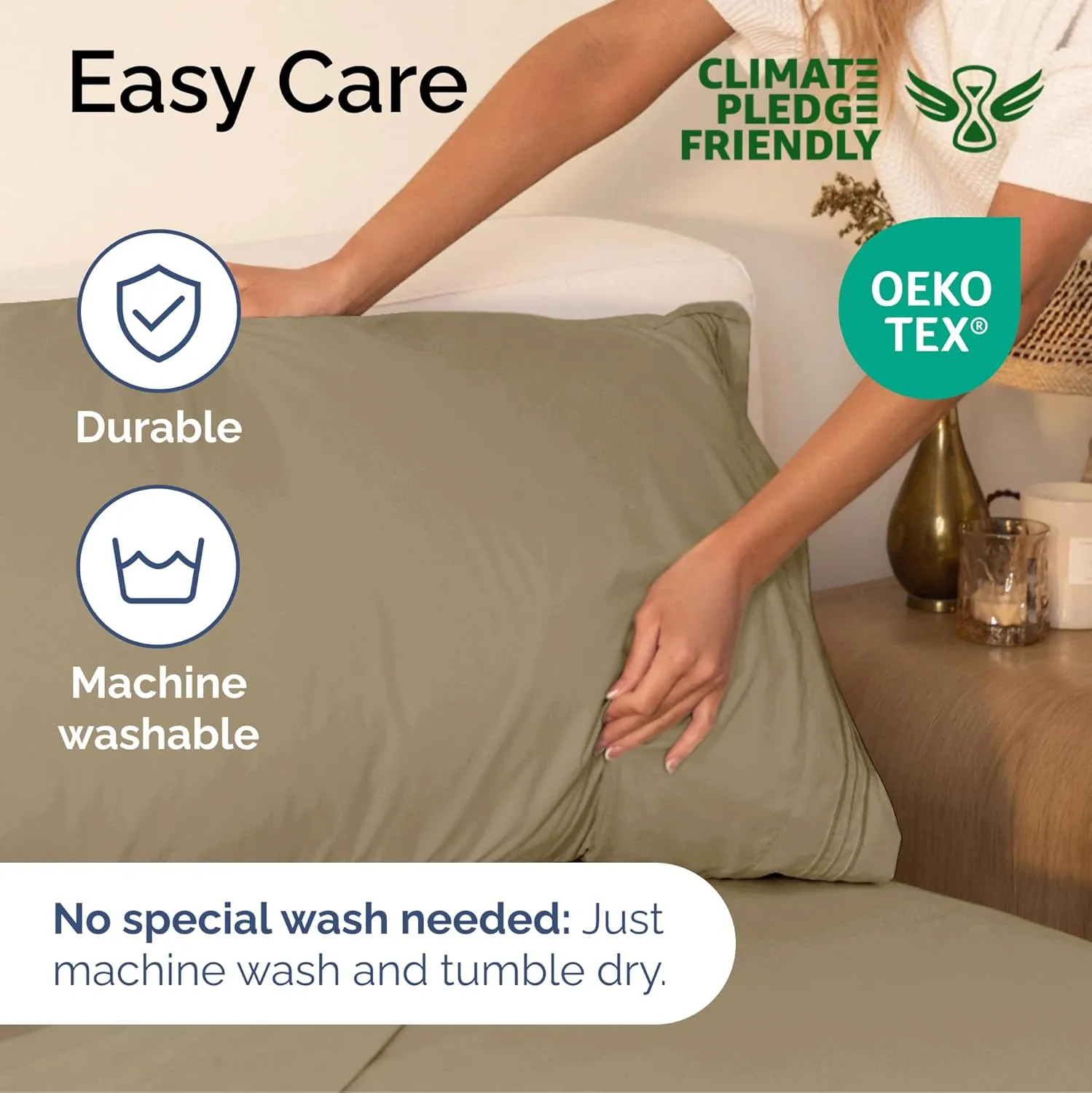 Queen Size 4 Piece Sheet Set - Extra Soft, Breathable & Cooling Sheets - Hotel Luxury Durable Bed Sheets for Women & Men - Deep Pockets, Easy-Fit & Wrinkle-Free Sheets - Light Caramel Oeko-Tex Sheets