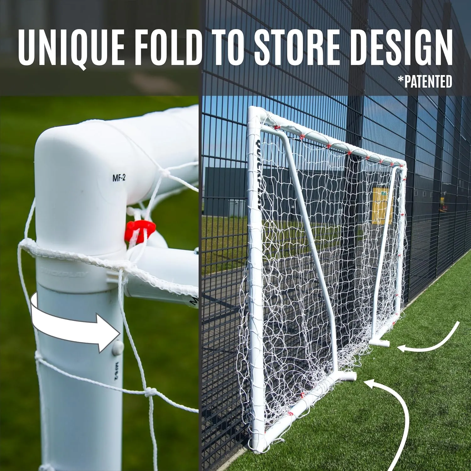 QUICKPLAY Q-Fold Match Soccer Goal | The 30 Second Folding Soccer Goal Match Standard [Single Goal] The Best Weatherproof Soccer Net for Adults & Kids