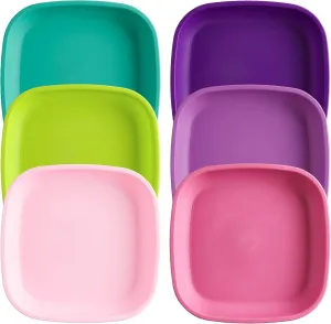 Re-Play Toddler Plates - 22 Oz. Deep-Walled Flat Kids Plates - Dishwasher & Microwave Safe - Made in USA - Set of 6-7.37" x 7.37" x 1.25" - Fairytale