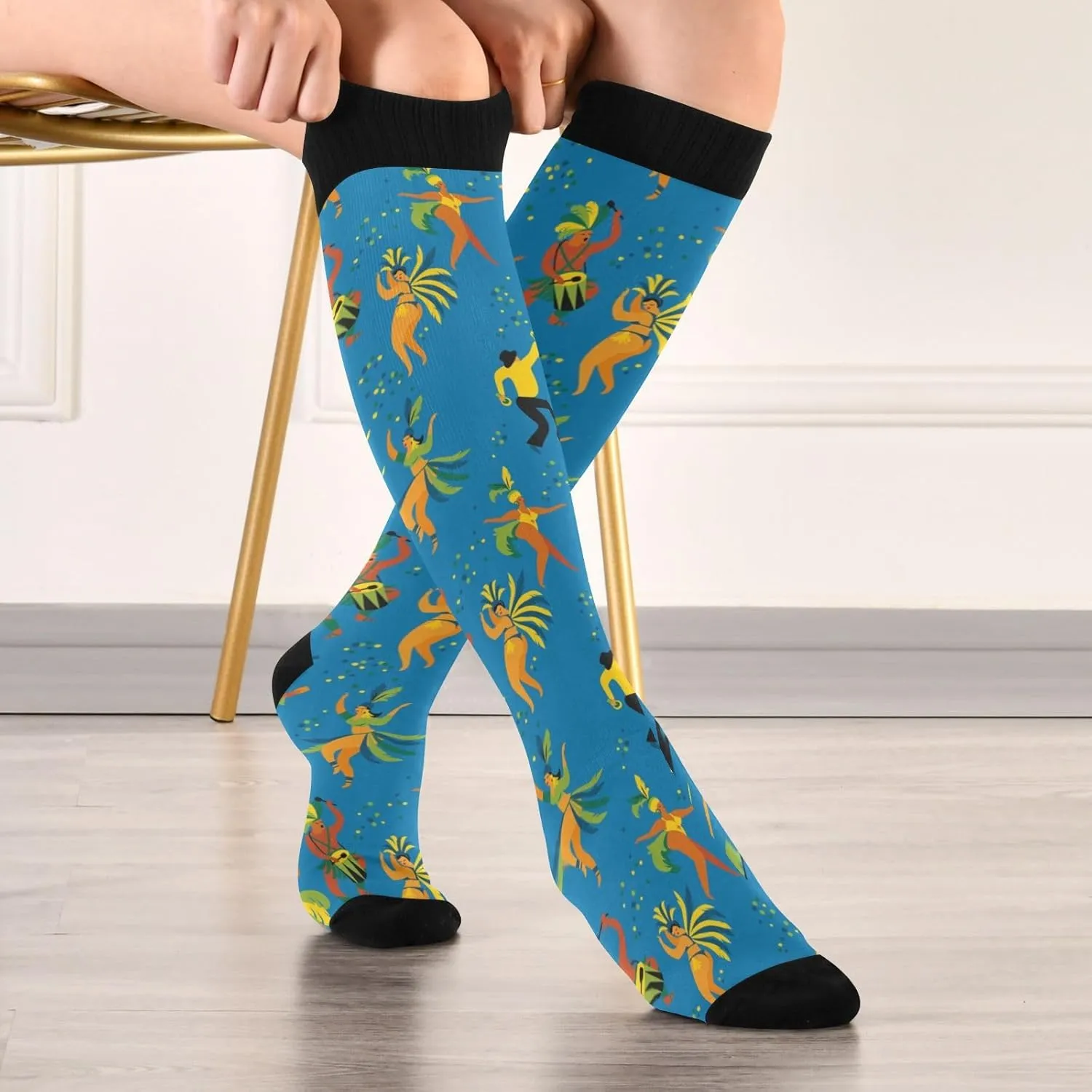 Red Glitter Print Mens Womens Crew Socks Calf Dress Socks Lightweight Comfy Long Socks 2 Pair Pack