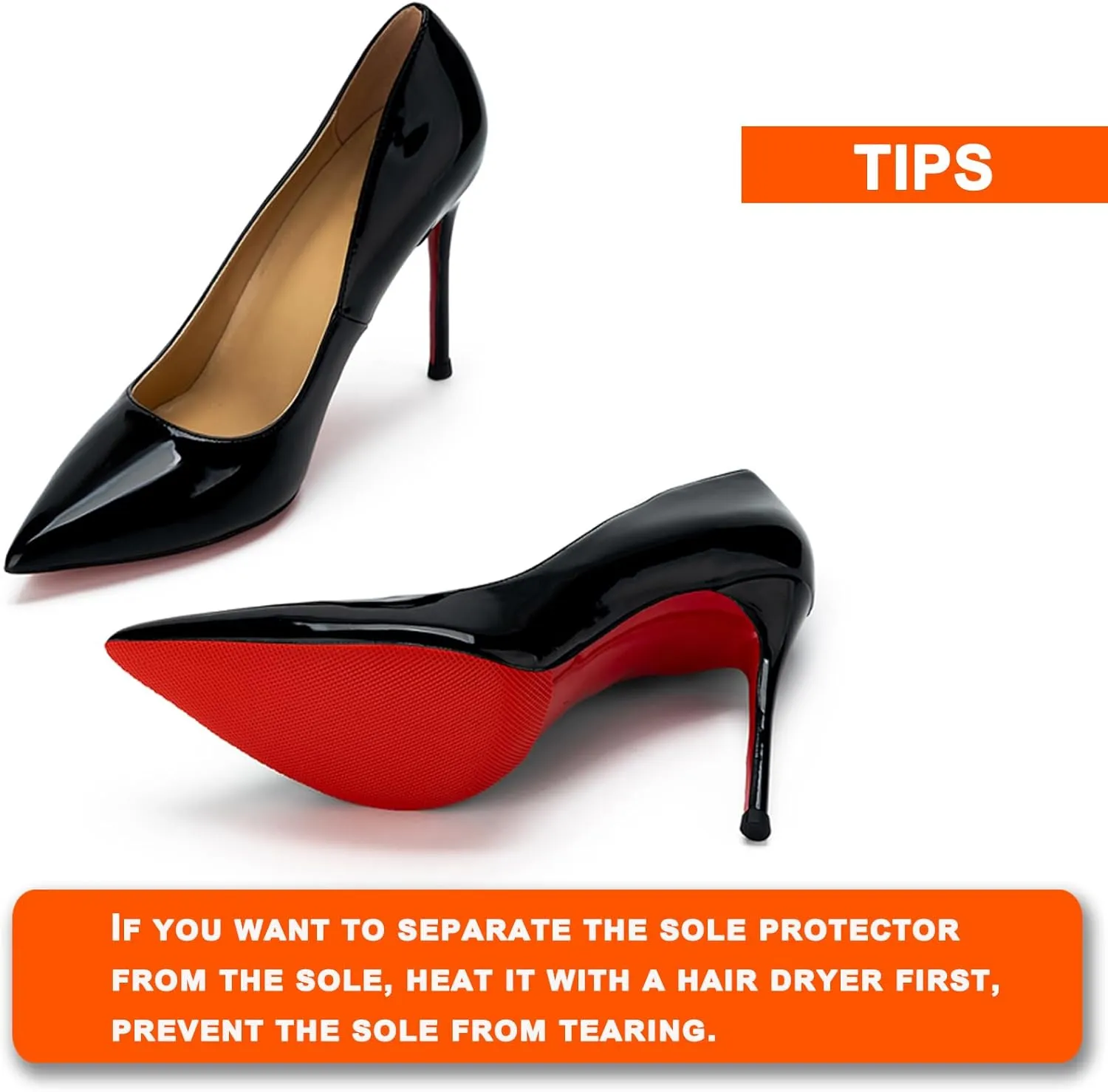 Red Sole Protectors, 4 Pcs Self-Adhesive Shoe Bottom Protector for Christian Louboutin High Heels, Silicone Anti Slip Shoe Grips Sole Guard Compatible with Louboutin Shoes (M, 6" by 4", Red)