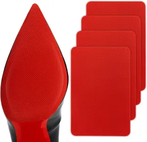 Red Sole Protectors, 4 Pcs Self-Adhesive Shoe Bottom Protector for Christian Louboutin High Heels, Silicone Anti Slip Shoe Grips Sole Guard Compatible with Louboutin Shoes (M, 6" by 4", Red)