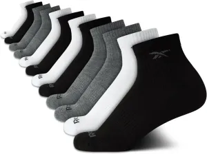 Reebok Boys' Quarter Socks - 12 Pack Stretch Performance Quarter Cut Arch Support Socks - Cushioned Athletic Socks for Boys