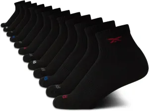 Reebok Boys' Quarter Socks - 12 Pack Stretch Performance Quarter Cut Arch Support Socks - Cushioned Athletic Socks for Boys