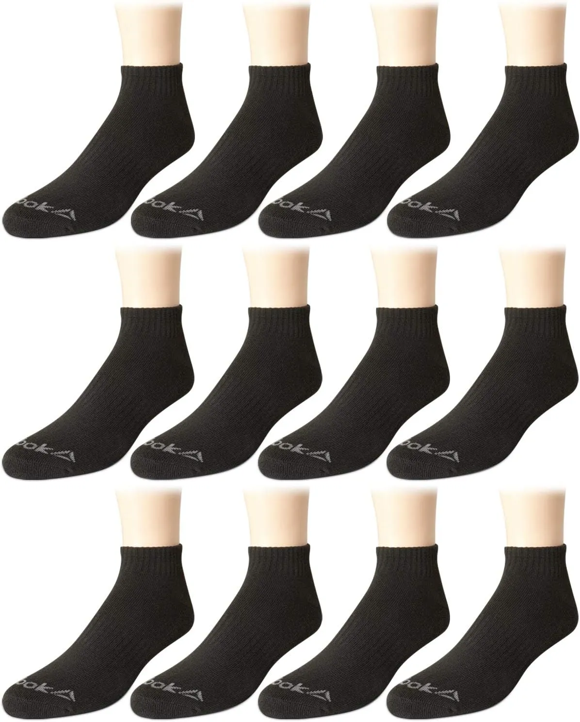 Reebok Men's Quarter Socks - 12 Pack Performance Comfort Athletic Socks - Breathable Ankle Socks for Men (6-12.5)