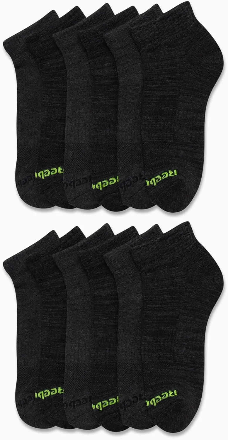 Reebok Men's Quarter Socks - 12 Pack Performance Comfort Athletic Socks - Breathable Ankle Socks for Men (6-12.5)